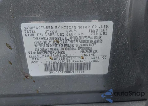 2024 Nissan Kicks Sv Xtronic Cvt из США, поврежденный, VIN 3N1CP5CV0RL474238